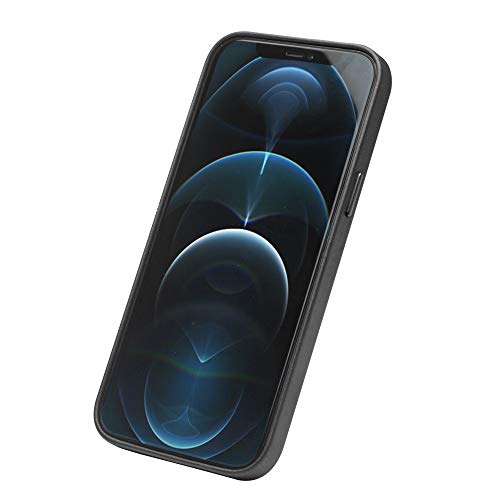 Qialino Case For Iphone 12 Pro Max Genuine Leather Secure Fit Phone Bumper With Raised Edge Protection And Ultra Thin Sleeve Covers Support Wireless Charging (Black 6.7 Inch) #TOP5
