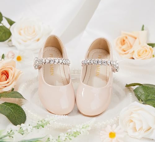 Image of PHIRAMIN Toddler Flower Girl Glitter Dress Shoes Little Girl Ballet Flats Bow Wedding Party