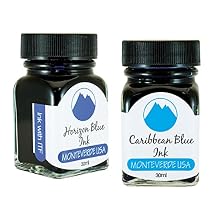 Monteverde 60ml Core Fountain Pen Ink Bottle 30ml Horizon Blue Ink Bottle G309HB, 30ml Caribbean Blue Ink Bottle G309CU