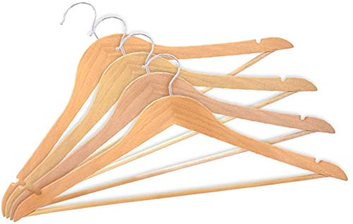 Cabide De Madeira Marfim Gancho Cromado 20 un