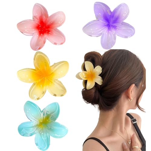 4 pinzas para el pelo de diseño floral pinzas para el pelo para mujer, pinzas para el pelo grandes, pinzas para el pelo con flores antideslizantes, pinzas para el pelo de plástico