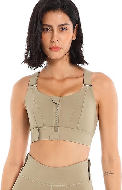 Women's Velcro Sports Bra, Zipper in Front, Criss Cross Back Yoga Bra with Adjustable Straps High Impact Shockproof Tops for Gym, Yoga & Workout - Size: M-4XL-image-12