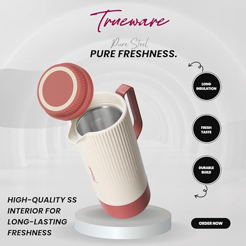 Image of Trueware Amaze ISI Certified Inner Steel Thermoware 1500 ML Hot & Cold Flask Jug, BPA Free, Leak Proof, Ideal for Tea, Coffee, Water, Hot and Cold Beverages