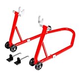 Motorcycle Stand Front and Rear Swingarm Spool Paddock Stand, 500Lbs Capacity Combo Wheel Lift Stand for Sport Bike, Fit for Yamaha Honda Kawasaki Red