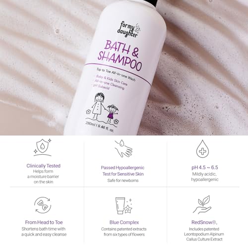 Image of for my daughter 2-in-1 Baby Bath Wash & Hair Shampoo- Gentle 2-in-1 Cleanser Safe, Natural, and Effective Care for Delicate Baby Skin & Hair (280ml / 9.46oz)