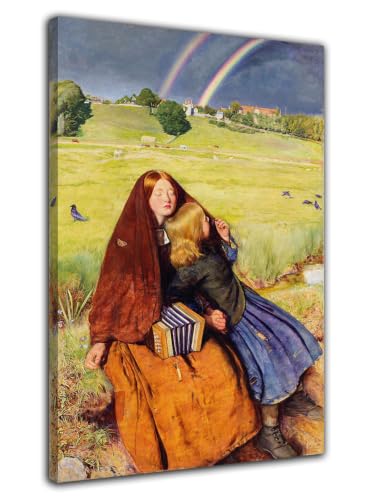 Cuadro de John Everett Millais La niña ciega, póster en lienzo decorativo enmarcado 20x30