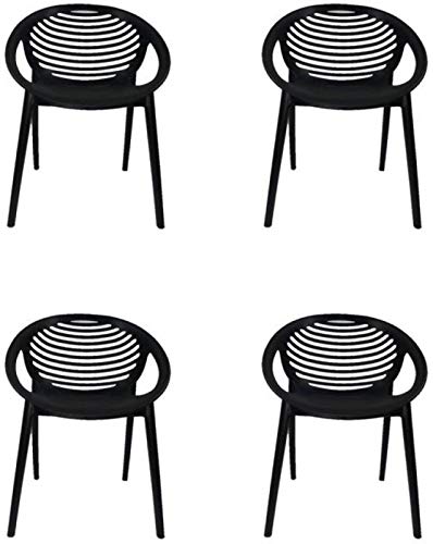 Image of Cello Abacus Chair Set Pack of 4 - Black | Strong and Durable | Easy to Clean | Chair for Living Room, Bed Room, Kitchen, Office Room, Outdoor | 3 Years Warranty
