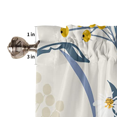 Wildflower Kitchen Curtains Spring Flower Kitchen Valances For Windows, Botanical Print Short Curtains Rod Pocket 54X18In Plant Bathroom Curtains Window Kitchen Decor Twig Leaves Small Window Curtains #TOP2