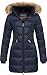 Produktbild Geographical Norway Abeille Lady - Warmer halbdicker Parka für Frauen Herbst Winter - Feiner Mantel mit Kapuze und Kunstpelz - Windjacke - Ideal Elegant Geschenk für Frauen (Marineblau L)