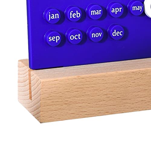 Tnfeeon Wooden Kids Calendar, Kids Perpetual Calendar ABS Wooden for Home (Blue) - Image 4