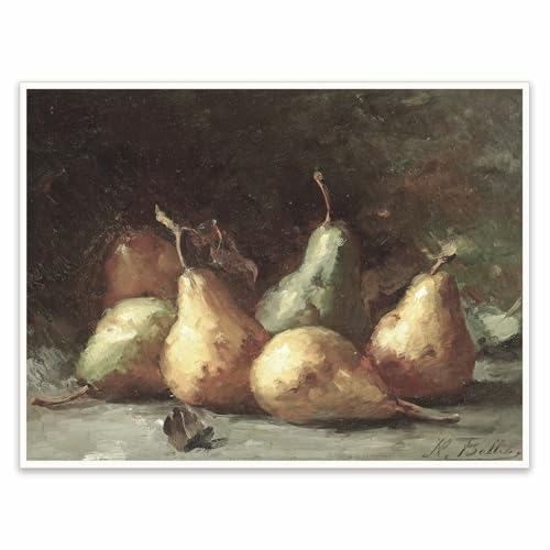 Vintage Pear Still Life Wall Art Print, Antique Fruit Oil