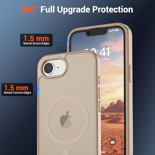Image of SUPFINE Magnetic for iPhone 17e Case /iPhone 16e Case (Compatible with MagSafe)(Military Grade Drop Protection) Slim Translucent Matte Shockproof with Anti-Fingerprint Phone Case 2025,Desert Gold