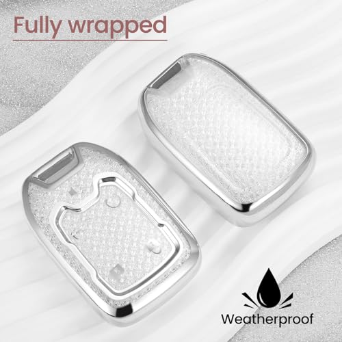 Image of Key Fob Cover for GMC Acadia, Rhinestone Wristlet Case, White