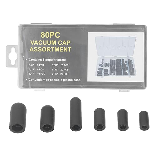 Rubber Vacuum Hat Kit 80Pcs Vacuum Hat Plug Assortment Kit Rubber Leakage Prevention High Temperature Resistant With A Storage Box 5/32in to