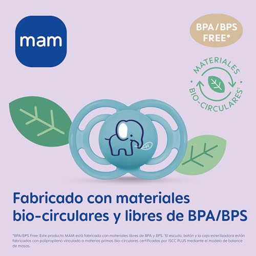 MAM Perfect Start S188 — Ultraweicher SkinSoftTM Silikonschnuller, extra dünn und flexibel, für Babys von 0 bis 2 Monaten, neutral (2 Stück), mit selbststerilisierbarer Box, Design kann variieren