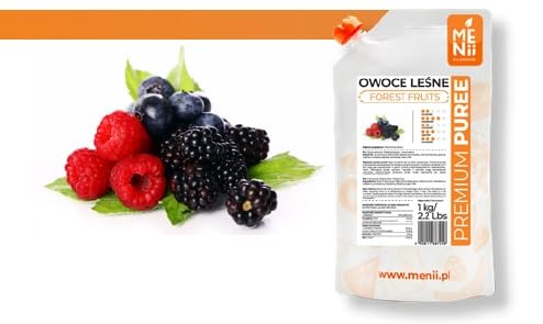 Premium Puré de Frutos del Bosque – 1 kg – 90% Fruta – Frambuesa, Mora, Arándano – Ideal para Postres, Smoothies, Helados, Bebidas y Repostería – Sin Colorantes Artificiales