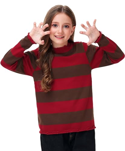 Arankhiger Kinder Halloween Sweatshirt Rot Pullover Langarm Strickpullover Horror Pullover 164