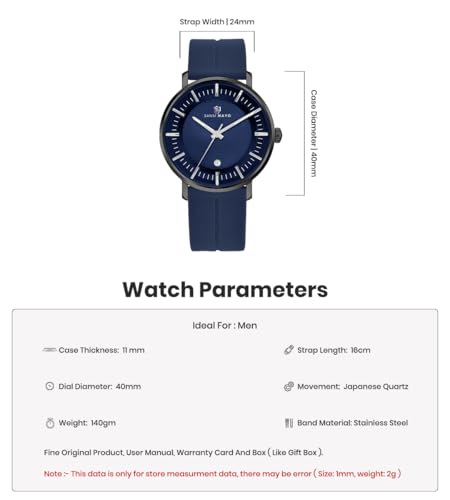 Image of Analog Watch for Men with Silicone Band | Magnetic Lock Strap | Japanese Quartz Movement | Water Resistant | Formal & Casual Wristwatch Gift