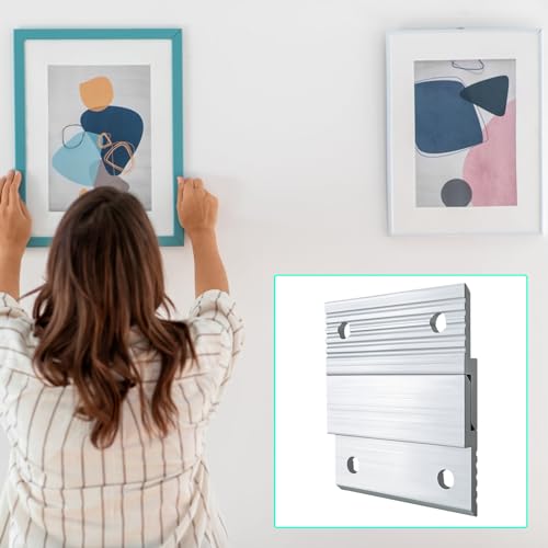 Image of 2 inch French Cleat Picture Hanger, 10 Pairs Heavy Duty Aluminum Z Clips Interlocking Wall Mounting Brackets with Screws for Hanging Photo Panel Mirror Whiteboard Cabinet Shelf Headboard Art (Silver)