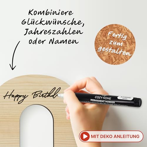 CozyHome Originelle 30. Geburtstag Geschenk & Geburtstag Deko - Inkl. LED Lichterkette + 6 Kerzen & 4 Stifte I Frau Frauen & Männer Geldgeschenke 30er Geschenke Geldgeschenke Gästebuch Holz-Schild
