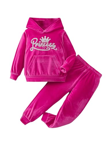 Image of Floerns Toddler Girl's Two Piece Sweatsuit Sequin Letter Print Hoodie Sweatshirt with Jogger Set