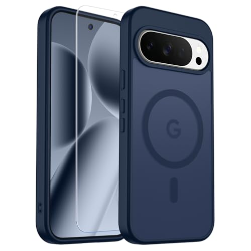 Image of SUPFINE Magnetic for Google Pixel 10 Pro XL Case with Screen Protector, (Built-in Magnets) ((Military Grade Drop Protection) Slim Translucent Shockproof Phone Case,Sapphire Blue
