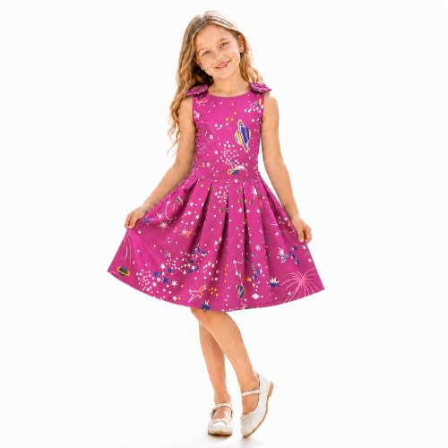 Image of Miss Lavish London Kid Dress for Girls, Shoulder Bow Printed Party Dress, Summer Dress for Girls, Kids Printed Dress for Birthday, Vacation, Wedding & Festival Girls Dresses