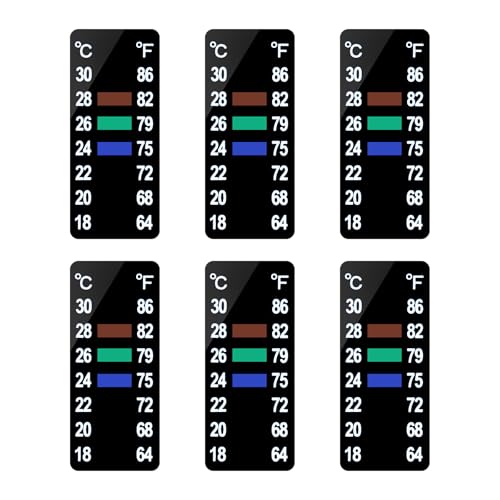 AQUANEAT 6 PCS Aquarium Thermometer Strips, Fish Tank Thermometer Sticker, Terrarium Water...
