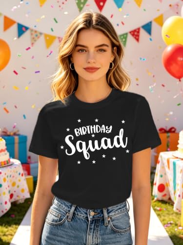 Image of Birthday Shirts Women Happy Birthday Queen and Squad Tee Tops