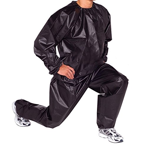 Evaliana Sweat Track Sauna Suit Fitness Weight Loss Exercise Gym Training, Black, XXXXX-Large - Thumbnail 3