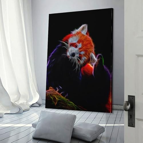 Impression sur toile haut de gamme de panda roux fractal POLIUAWS 30 x 45 cm