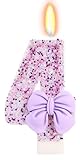 ElekFX Birthday Candle for Cake, 4 Candle - Purple Glitter with Bowknot, 2.76 inch Cake Topper Decoration for 4 Years Old Birthday Party (Number 4)