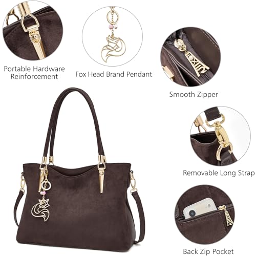 Image of FOXLOVER Soft Genuine Leather Medium Purses for Women Tote Bag Handbags with Top-handles Shoulder Satchel Purse