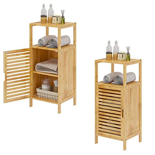 SogesHome Armoire de Salle de Bains Meuble de Rangement avec Étagère en Bambou pour Cuisine Salon...