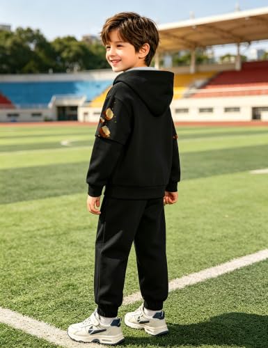 Image of Toddler Boy Clothes Dinosaur Printed Hoodies Long Sleeve Pant Sets | Toddler Clothes for Boys Sweatpants Set T-Rex Sweatshirts 2pcs Toddler Boy Outfits Fall Winter Spring