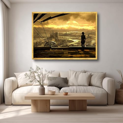 Tableau paysage urbain post-apocalyptique sur toile tendue de qualité - 4