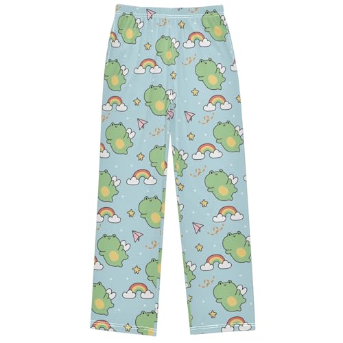 Boy's Lounge Pants Frog Plane Rainbow Sky Kids Jogger Pants Elastic Waist Long Bottoms with Pockets 6-14 Years