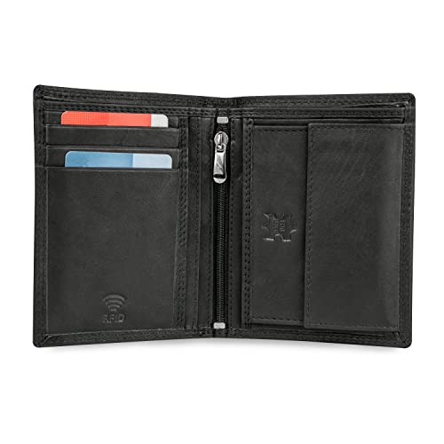 MOKIES Herren Geldbörse G306NC - aus echtem Leder - RFID und NFC-Schutz - Hochformat - Portemonnaie für Männer Cover
