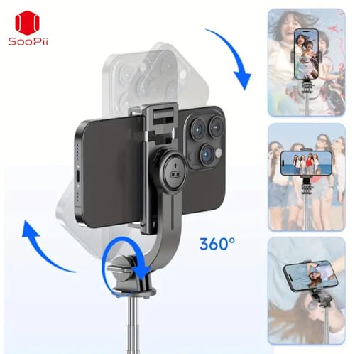 Image of 3-in-1 Selfie Stick Tripod 360 Rotation, 100 Cm Extendable Portable Phone Holder Stand with Detachable Bluetooth Wireless Remote for Vlogging, Photography, iPhone, Android