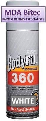 HB Body Body Fill 360 2K WHITE Acrylic Car Anticorrosive Primer 400ml Aerosol Excellent Adhesion