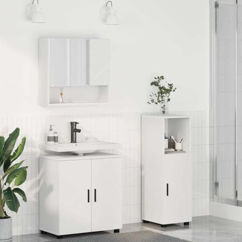 Hoopleep Modern Bathroom Furniture Set 3 pezzi, bianco, 61 x 35 x 64 cm, legno ingegnerizzato,...