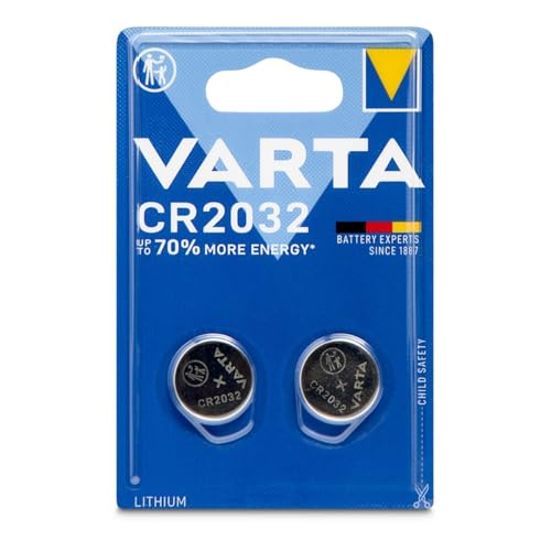 Varta Pila de botón de litio de 3 V Electronics CR2032, pilas de botón en un blíster original de 2 unidades