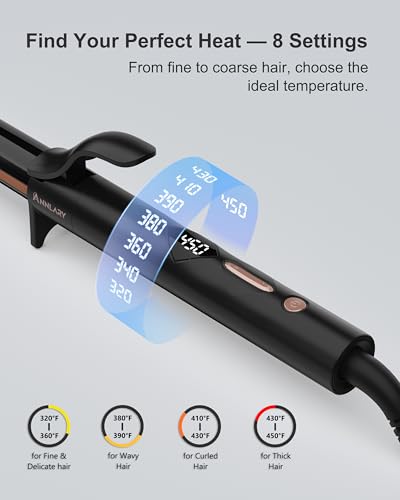 image for ANNLARY 1 Inch Curling Iron, Long Barrel Titanium Ceramic Hair Curler,