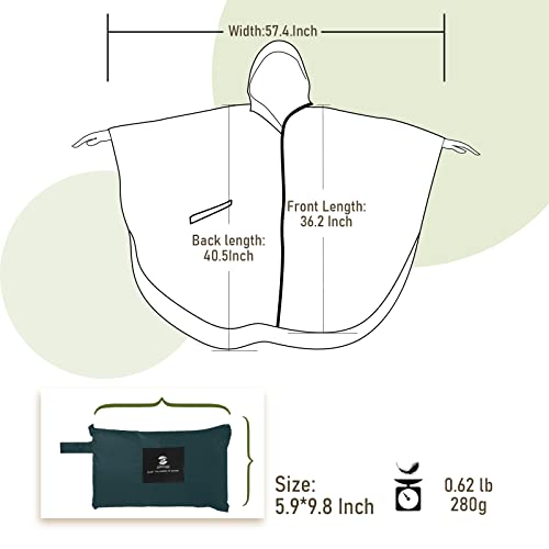 Regen Poncho Jacke Mantel für Erwachsene mit Kapuze wasserdicht mit Reißverschluss im Freien, Navy