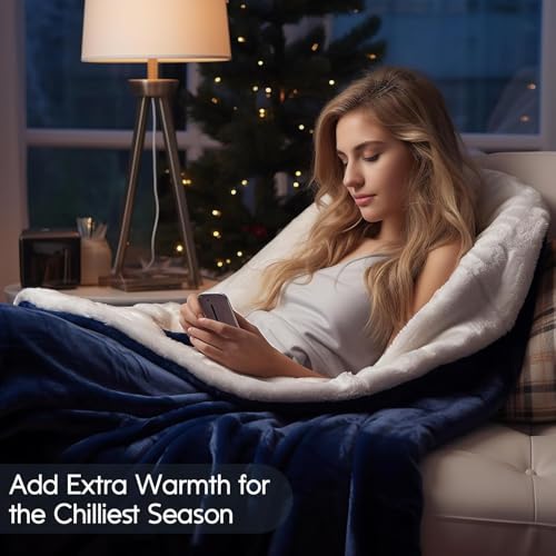 ETL Certified 72" x 84" Electric Heated Fleece Blanket with 6 Heat Levels & Timer