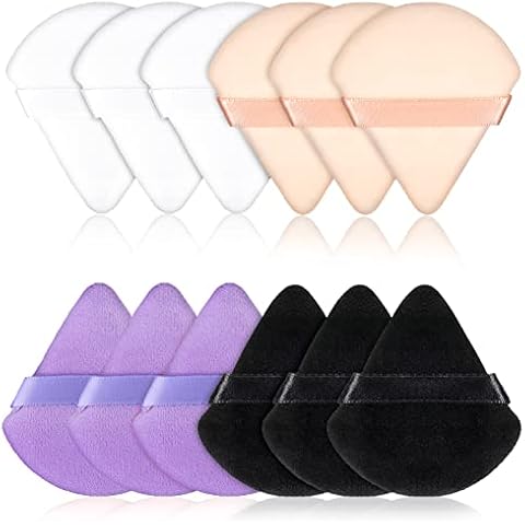Pinenuts 12 Pcs Triangle Powder Puff, 4 Colors Makeup Puff, Soft Body Sponge Foundation Cosmetic Makeup Tool, Wet & Dry Dual-Use Powder Puff Pads for Mineral Powder and Loose Powder Cover