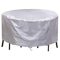 Beschermhoes voor tuinmeubelen, rond, 240 x 85 cm (diameter x hoogte), afdekking voor tuintafel, buiten, 420D Oxford-stof, waterdicht, winddicht, uv-bescherming, voor patio, tafel, stoel, meubels, beige