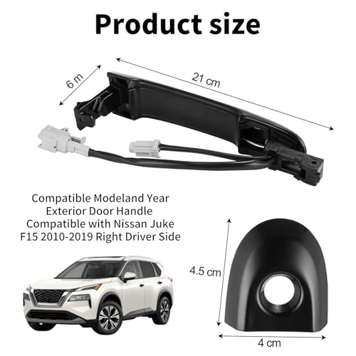 Poignée de porte extérieure avant droit noire pour Nissan Juke F15 2010-2019 OEM 80644-1FA5A - 3