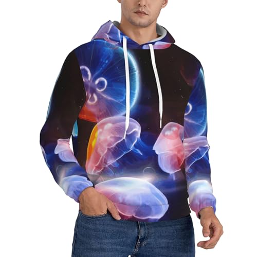 Sweat à capuche méduses imprimé multicolore avec cordon de serrage ajustable