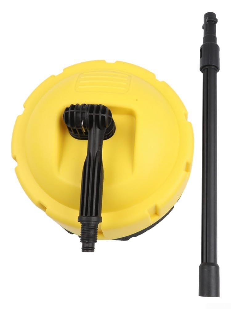 Lot de 2 brosses rotatives pour nettoyeur haute pression avec poignée pour nettoyage en profondeur des allées de jardin, jaune et noir